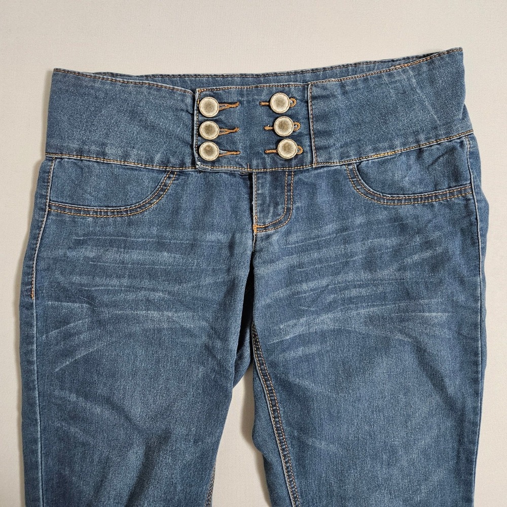 Rocks & Indigo Mid-Rise 6 Button Flare Boho Retro Y2K Style Bell Bottom SZ 7 - Picture 3 of 12